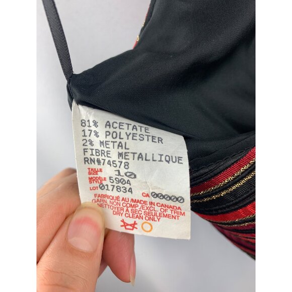 Women's Caché Red Striped Halter Top Size 10 - Picture 6 of 7